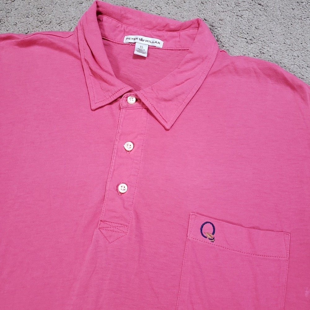 Peter Millar Quail Hollow NC Golf Polo Shirt Mens XL Pink Pima Casual